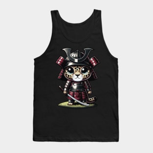 Kawaii Samurai Cute Animal Cub Jaguar with Katana Warrior Tank Top